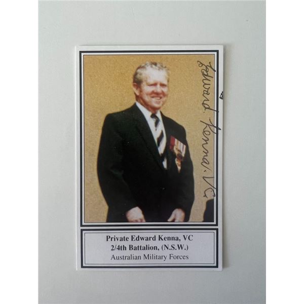 Private Edward Kenna, VC signed card
