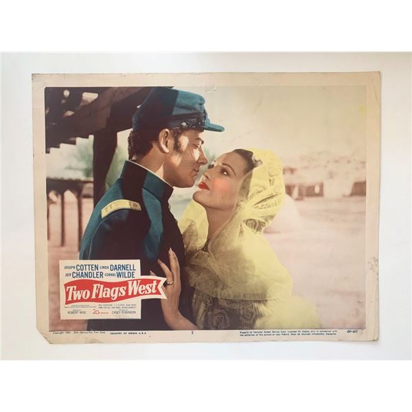 Two Flags West original 1950 vintage lobby card