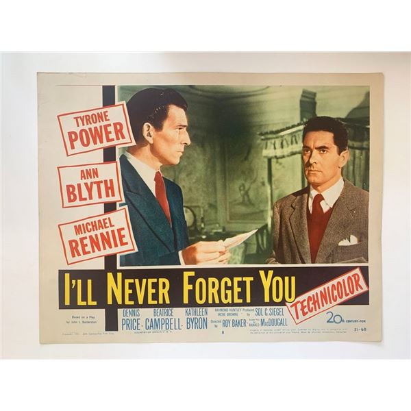 I'll Never Forget You original 1951 vintage lobby card