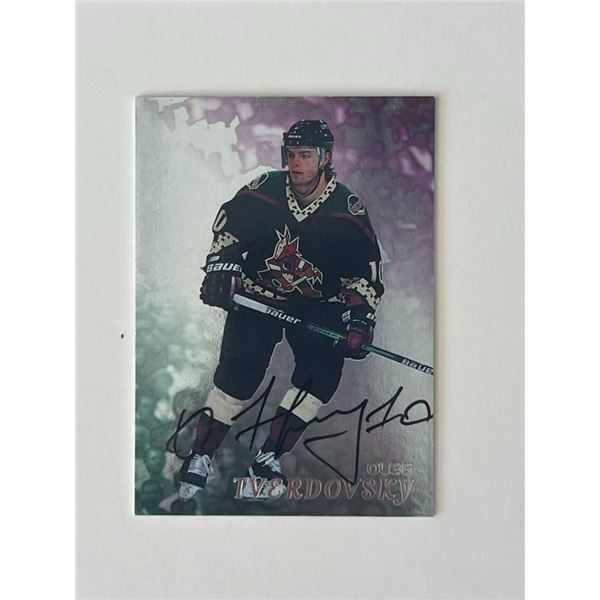 Phoenix Coyotes Oleg Tverdovsky 1998 In The Game #258 signed trading card
