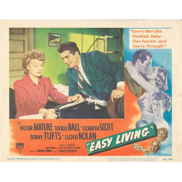 Easy Living 1949 original vintage lobby card