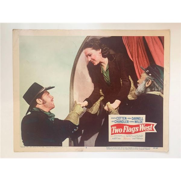 Two Flags West original 1950 vintage lobby card