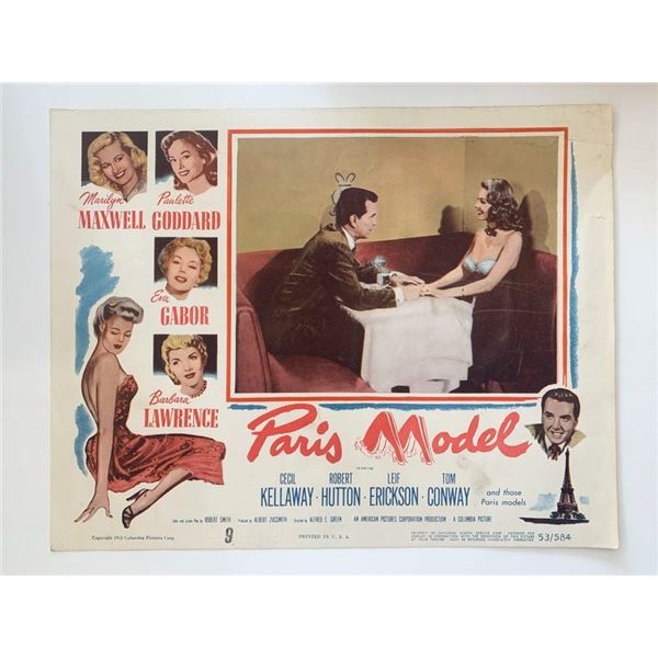 Paris Model_x000d_ original 1953 vintage lobby card