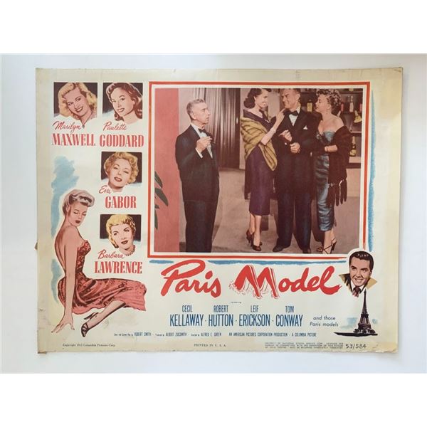 Paris Model_x000d_ original 1953 vintage lobby card