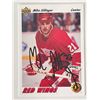 Image 1 : Detroit Red Wings Mike Sillinger 91-92 Upper Deck #457 signed trading card
