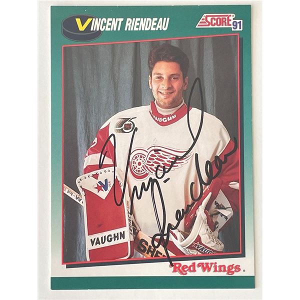 Detroit Red Wings Vincent Riendeau 1991 Score signed trading card