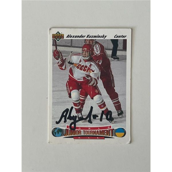 World Junior Tournament Alexander Kuzminsky1991-1992 Upper Deck #656 signed trading card