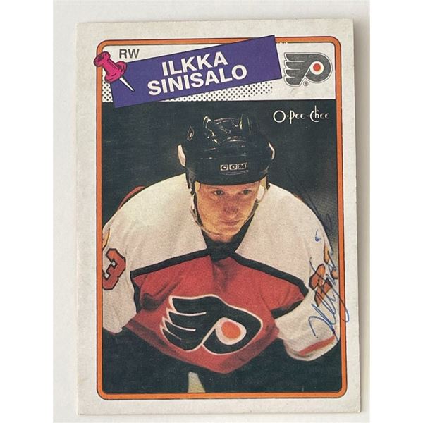 Philadelphia Flyers Ilkka Sinisalo 1988 O-Pee-Chee #111 signed trading card