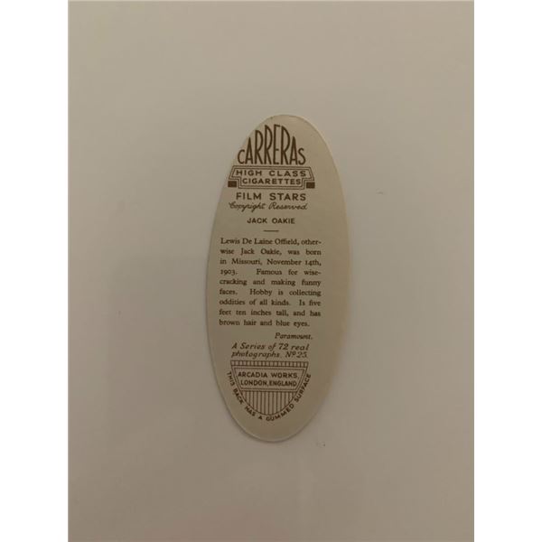 Jack Oakie unsigned cigarette card