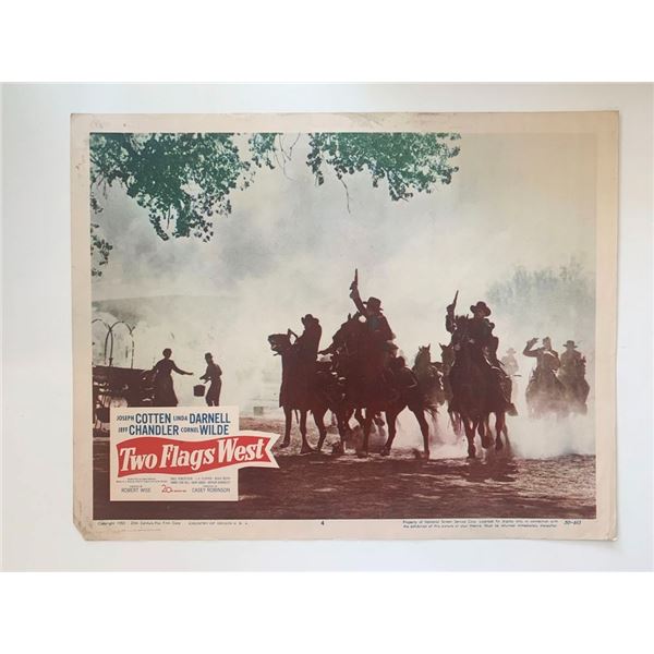 Two Flags West original 1950 vintage lobby card