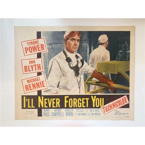 I'll Never Forget You original 1951 vintage lobby card