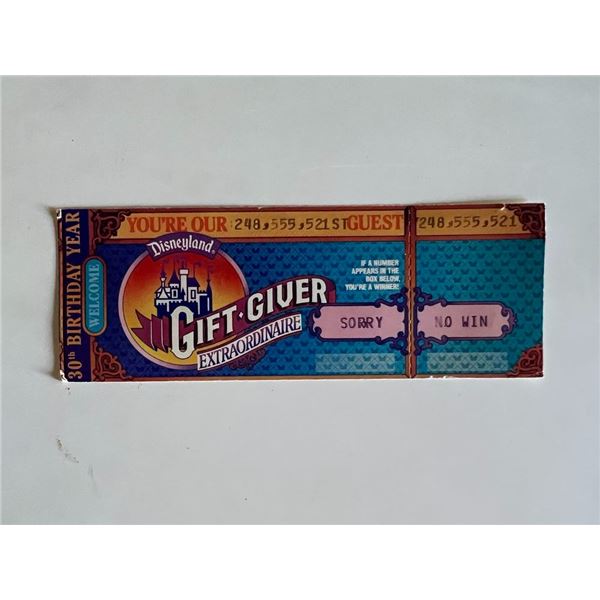 Disneyland admissions ticket- 1985