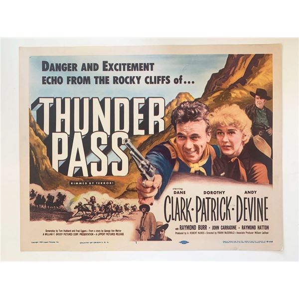 Thunder Pass original 1954 vintage lobby card