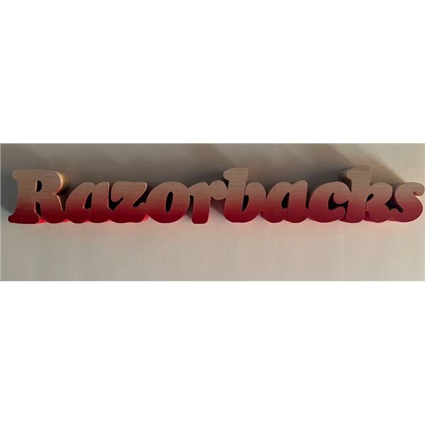 Arkansas Razorbacks wood block sign. 2x14 inches