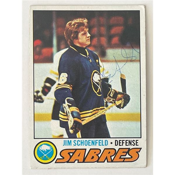 Buffalo Sabres Jim Schoenfeld 1977 Tops #108 signed trading card