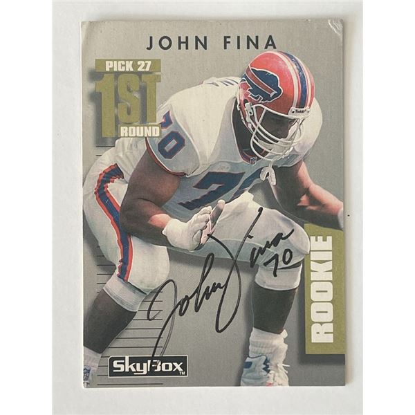 John Fina signed 1992 Skybox  #357 trading card