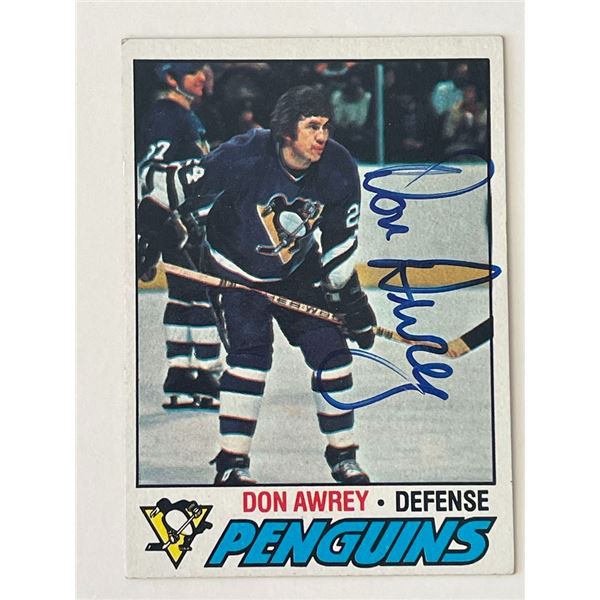Pittsburgh Penguins Don Awrey 1977 Topps #137 signed trading card