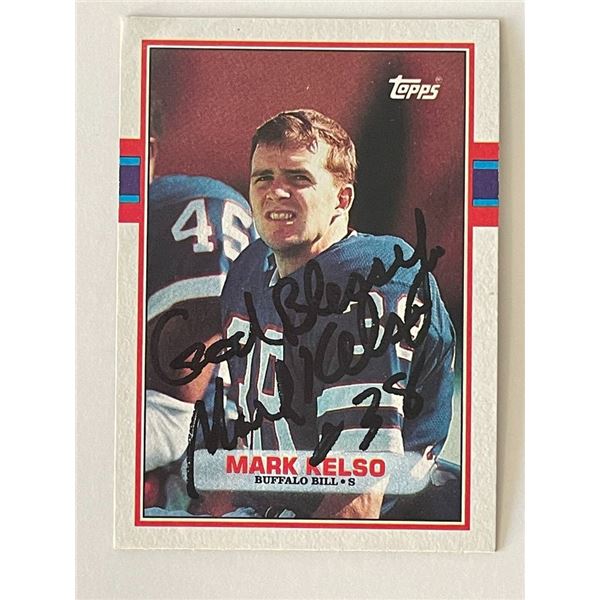 Buffalo Bills Mark Kelso 1989 Topps #56 signed card