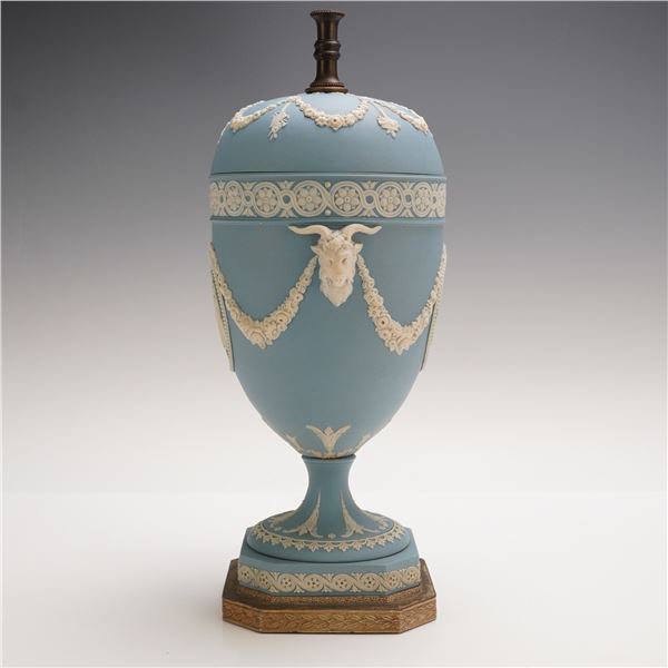 Wedgwood Blue Jasperware Covered Urn