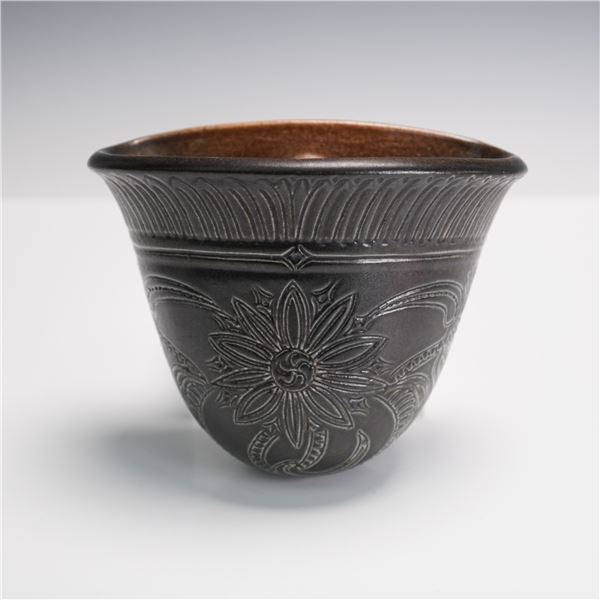 Doulton Lambeth Stoneware Wall Pocket with Floral Motif