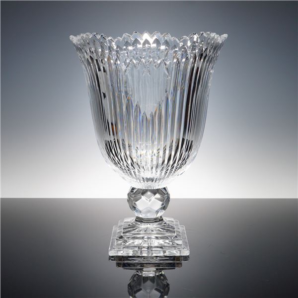 Waterford Style Cut Crystal Pedestal Vase