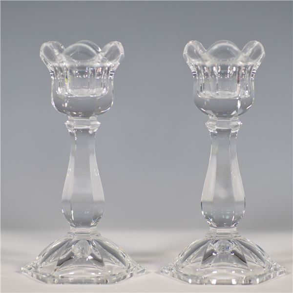 Pair of Faceted Crystal Candlesticks
