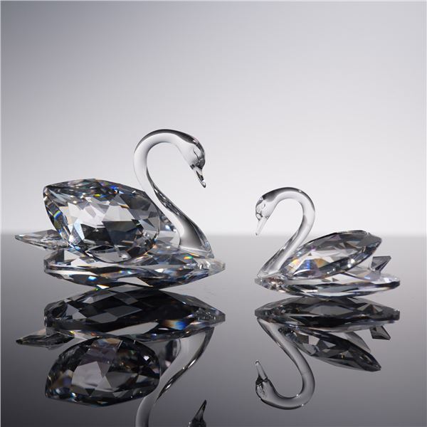2pc Swarovski Crystal Swan Figurines