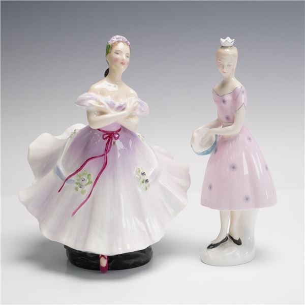 2pc Royal Doulton Figurines, The Ballerina and Columbine