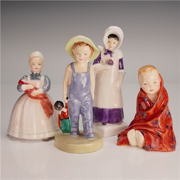 4pc Royal Doulton Figurines, Signed Rag Doll HN2142 & More