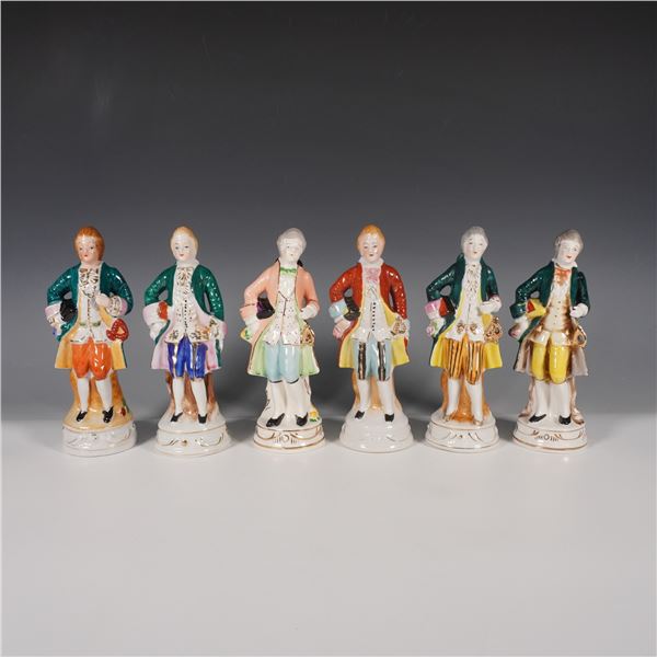 6pc Japanese Porcelain Figurine Set, Colonial Style