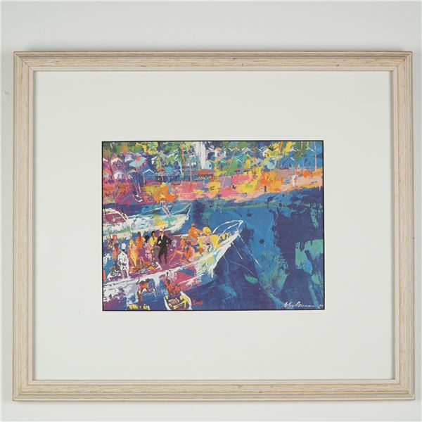 After LeRoy Neiman, Color Print on Paper, Coastal Party Scene