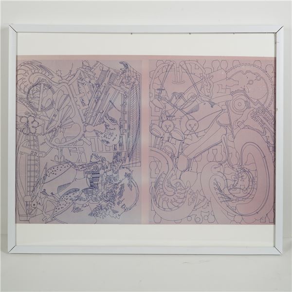 Lisa Ruyter (Attr.) Contemporary Art Preparatory Printed Drawings on Board