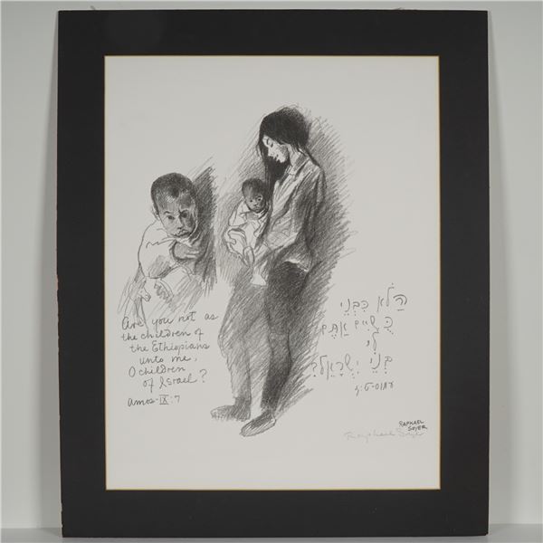 Raphael Soyer, Lithograph on Paper, Woman and Child - Signed
