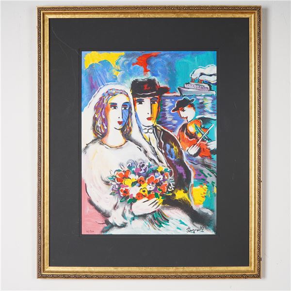 Zamy Steynovitz, Embellished Serigraph, Wedding Celebration At Sea, Signed