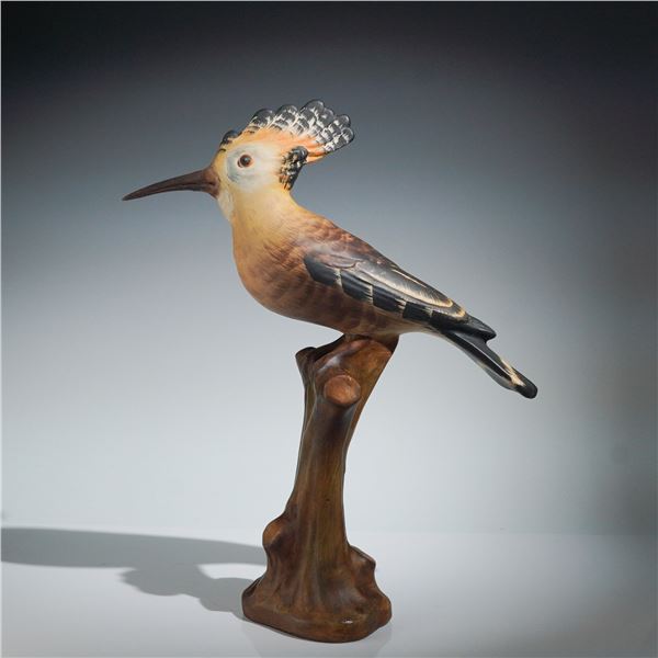 Italian Porcelain Hoopoe Bird Sculpture