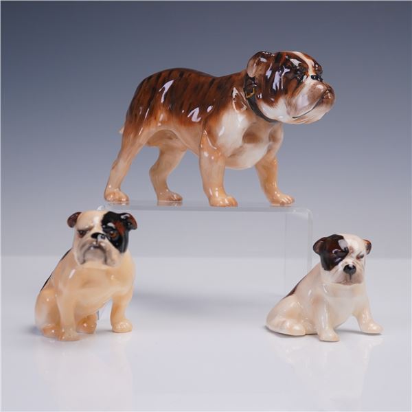 3pc Royal Doulton Bulldog Porcelain Figurines