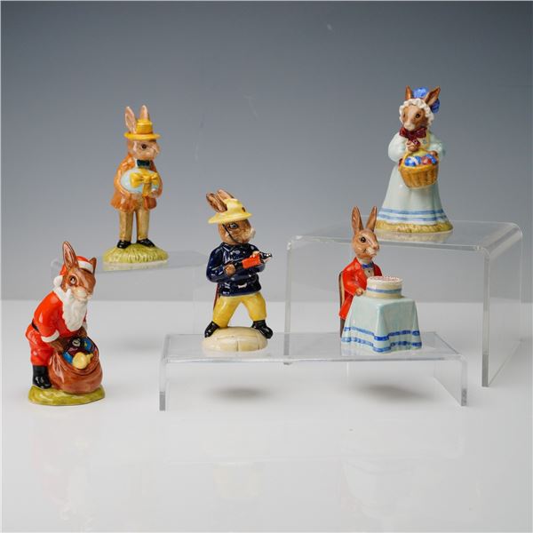 5pc Royal Doulton Bunnykins Figurines, Holiday & Everyday Themes