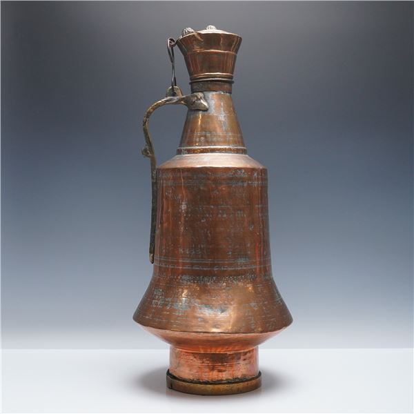 Hand-Hammered Copper Water Jug, Signed