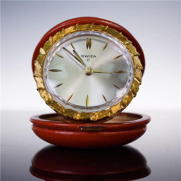 Swiza 8-Day Travel Clock in Leather Case