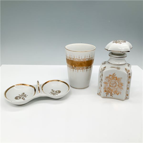 Decorative Floral Gilt Porcelain Vanity Set