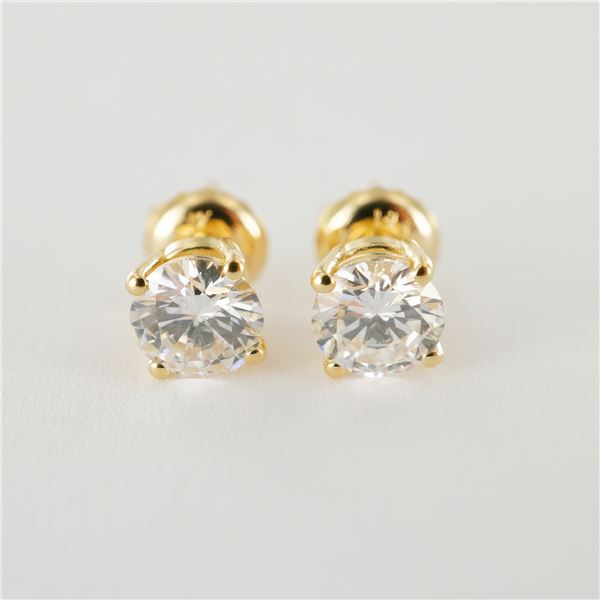 Pair of 14K Yellow Gold Diamond Stud Earrings, 1.00 CTW