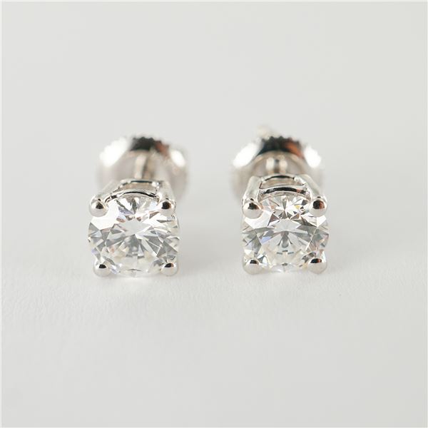 Pair of Diamond Stud Earrings, 1.17 CTW, 14K White Gold