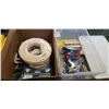 Image 2 : TWO BOXES AND BIN OF JUMPER CABLES, TROUBLE LIGHT UNIVERSAL VENT INSULATION, GROMMET KIT AND MORE