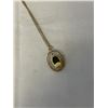 Image 2 : GOLD WITH DARK GREEN JADE STONE PENDANT WITH CHAIN NECKLACE MARKED 1/20 12K G.F