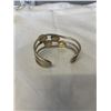 Image 2 : SOLID AND HEAVY STERLING SILVER WITH BLACK ONYX OPEN CUFF BANGLE MARKED 925 MEXICO