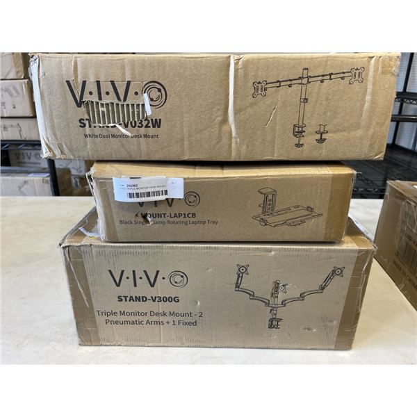 VIVO TRIPLE MONITOR DESK MOUNT, ROTATING LAPTOP TRAY AND DUAL MONITOR MOUNT