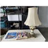 Image 1 : HAND PAINTED PORCELAIN LAMP AND RECORDS SETS