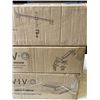 Image 2 : VIVO DUAL MONITOR DESK MOUNT, KEYBOARD TRAY AND DUAL MECHANICAL ARM DESK MOUNT
