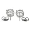 Image 2 : New 14K White Gold 3.54 ctw Round Cabochon Blue Prong Set Moonstone Stud Earring
