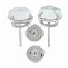Image 4 : New 14K White Gold 3.54 ctw Round Cabochon Blue Prong Set Moonstone Stud Earring